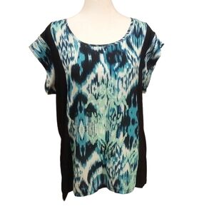 Zac& Rachel blue/ black sheer top petite xl